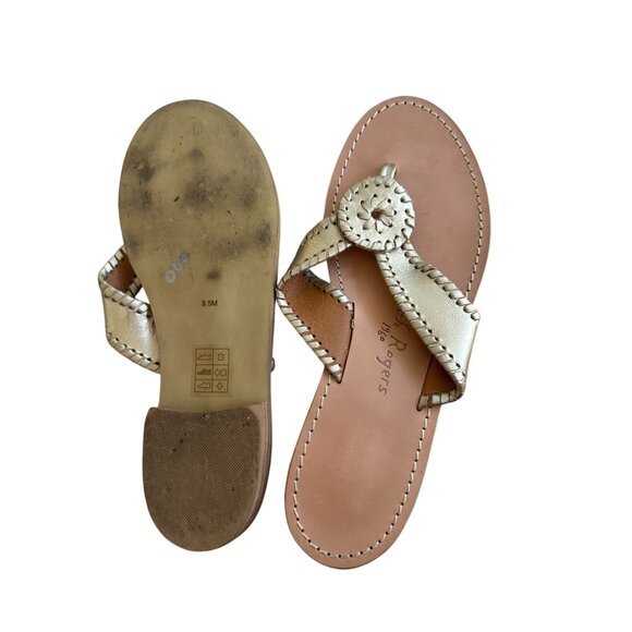 JACK ROGERS Gold Leather Flip Flop Sandals Size 9.5 - Picture 6 of 8